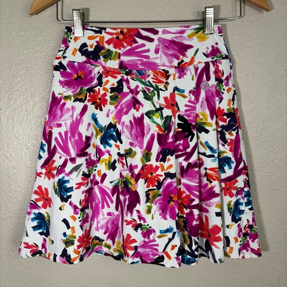 Dresses & Skirts - Floral Abstract Pleated Mini Skirt Size 2 Athletic Pickleball Tennis Sporty Chic